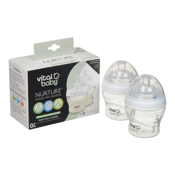 Vital baby NURTURE 150ml 2x Breast-Like Feeding Bottle